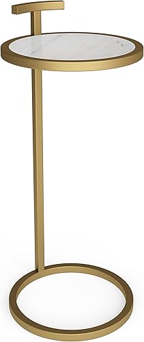 SIMPLIHOME Brook C - Mesa auxiliar auxiliar 10 pulgadas blancodorado