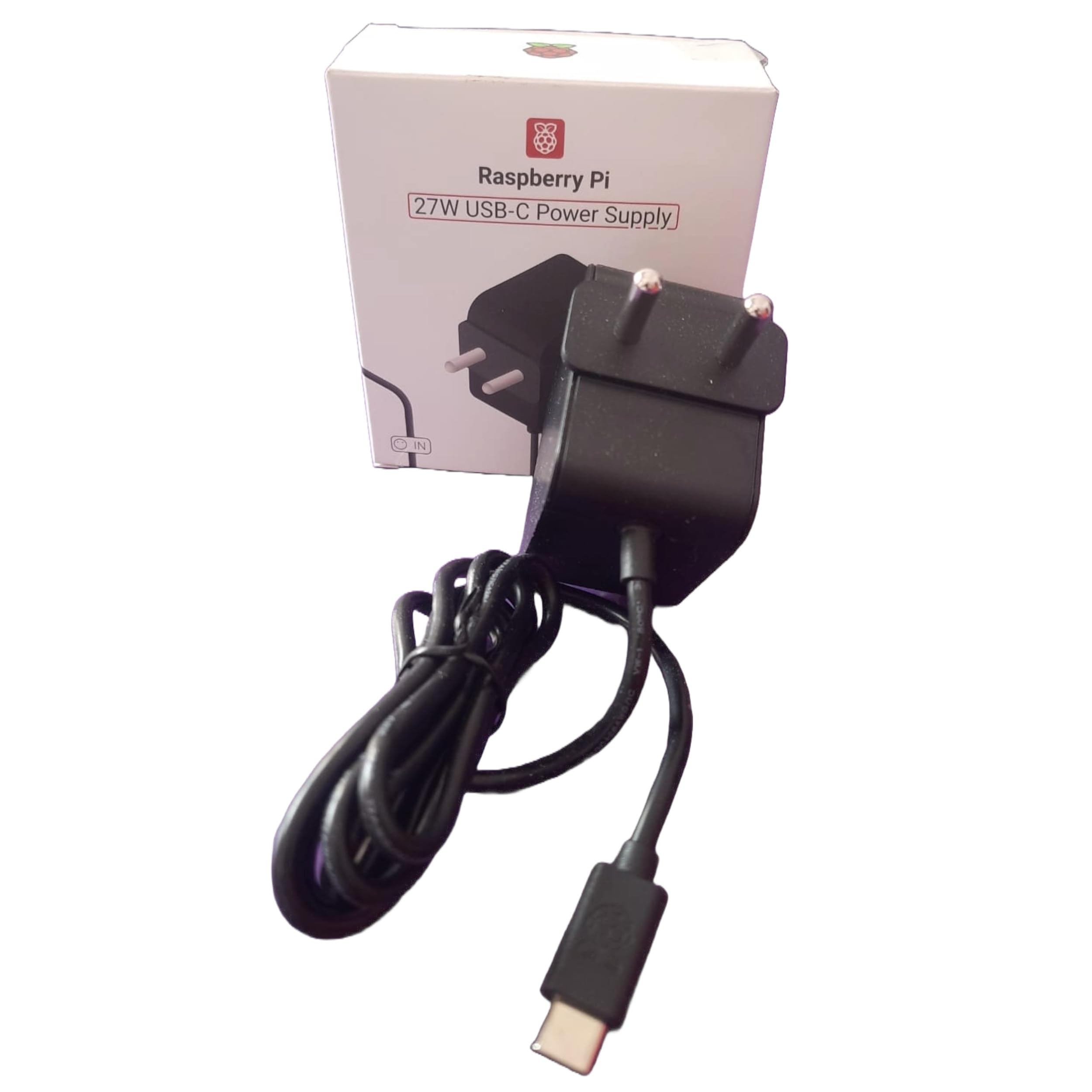 Raspberry Pi 5 Official 27W Power Supply PD Adapter 5.1V 5A USB-C Power Supply for Raspberry Pi 5 8GB 4GB Black Color BIS Approved Indian Plug