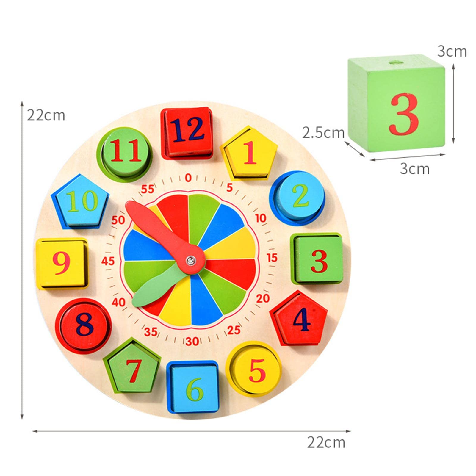 Orologio in Legno per Bambini, Giocattolo per Lo Sviluppo di Minuti E Secondi, Sussidi Didattici per La Scuola, Il Giro