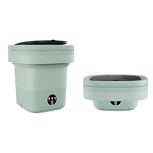 Portable Washing Machine, 11L Mini Folding Washer for Apartments, Dorms, RV and Travel, Compact Top Load Washer with Spin Basket and 3 Wash Modes for Small Loads, (GREEN)