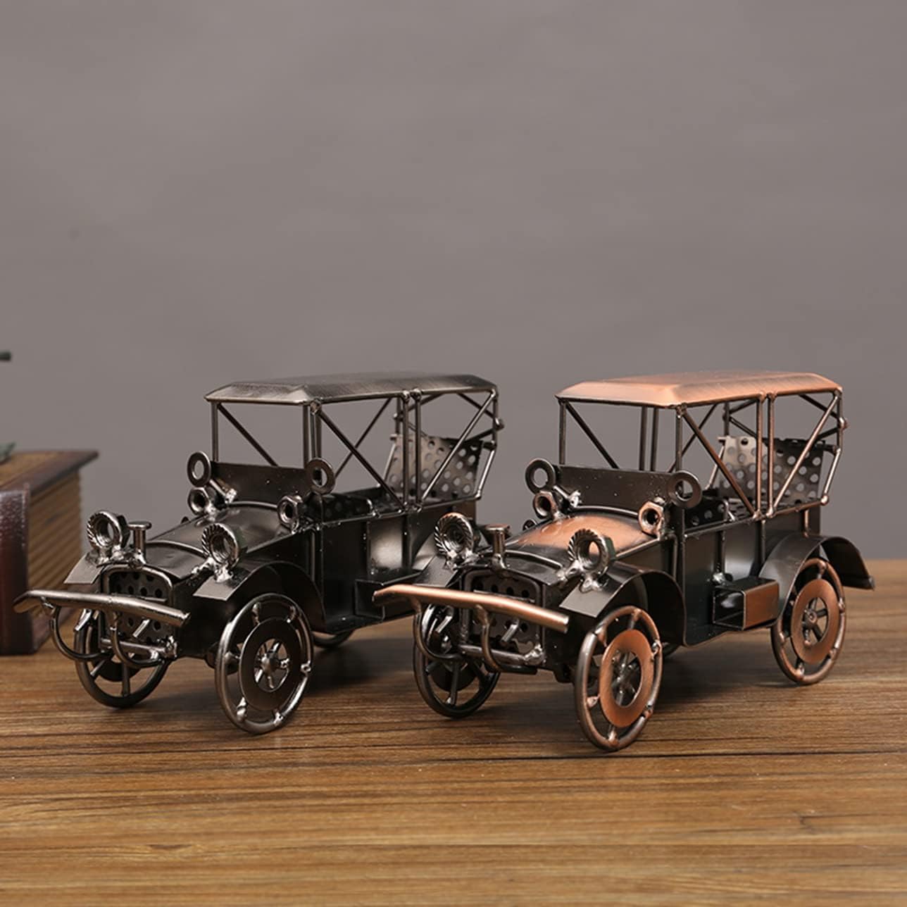 Retro Car Figurine Model Iron Art Crafts for Home Decor Vintage Car Sculpture Creative Gift