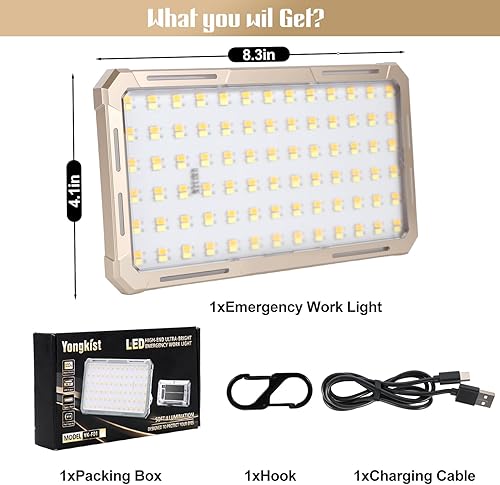 Miniatura 8 de Luz de trabajo solar recargable con banco de energía e indicador de batería, luz de inundación portátil de 178 LED con base magnética, 4 modos IP44