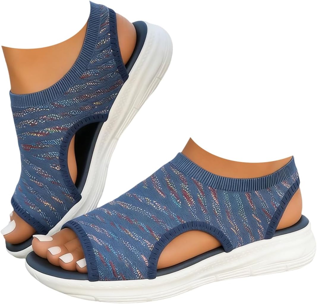 HEONSATI Wide Fit Orthopedic Sandals for Women Uk with Arch Support Summer Ladies Wedge Sandals Walking Platform Casual Beach Shoes Comfy Washable Slingback Slide Sport Open Toe Memory Foam