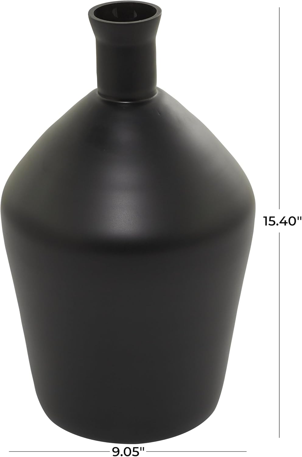 Deco 79 Glass Vase, 9" x 9" x 15", Black