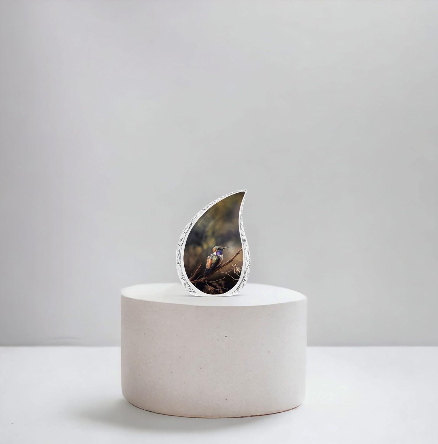 Bird Sits Branch With Leaves - Unique Keepsake Urn for Ashes - Small 3 Inch Cremation Urns for Adult Men & Women - Pack of 4 - Decorative
