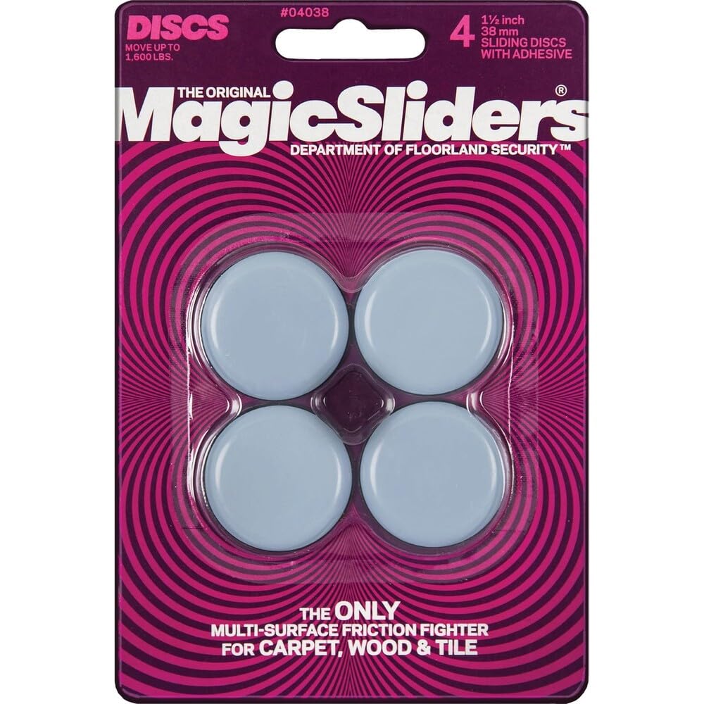 Magic Sliders 4038 Series 4PK 1-1/2" Sliding Disc, Pack of 1, White