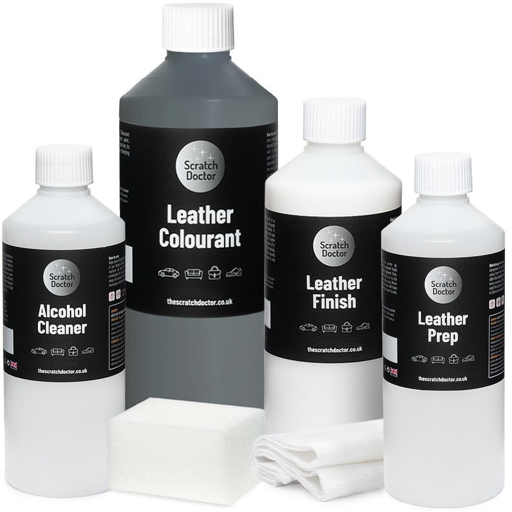 The Scratch Doctor Leather Recolouring Kit for Furniture & Car Seats | Clean, Dye & Protect | Includes Cleaner, Primer, Dye & Sealant (Dark Grey, 1000ml) — view 39