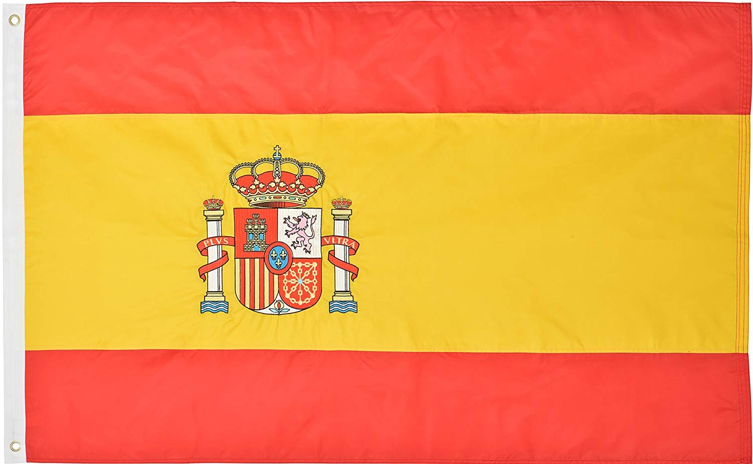 Green Grove ProductsSpain Flag 3' x 5' Ft 210D Nylon Premium Outdoor Embroidered Spanish Flag