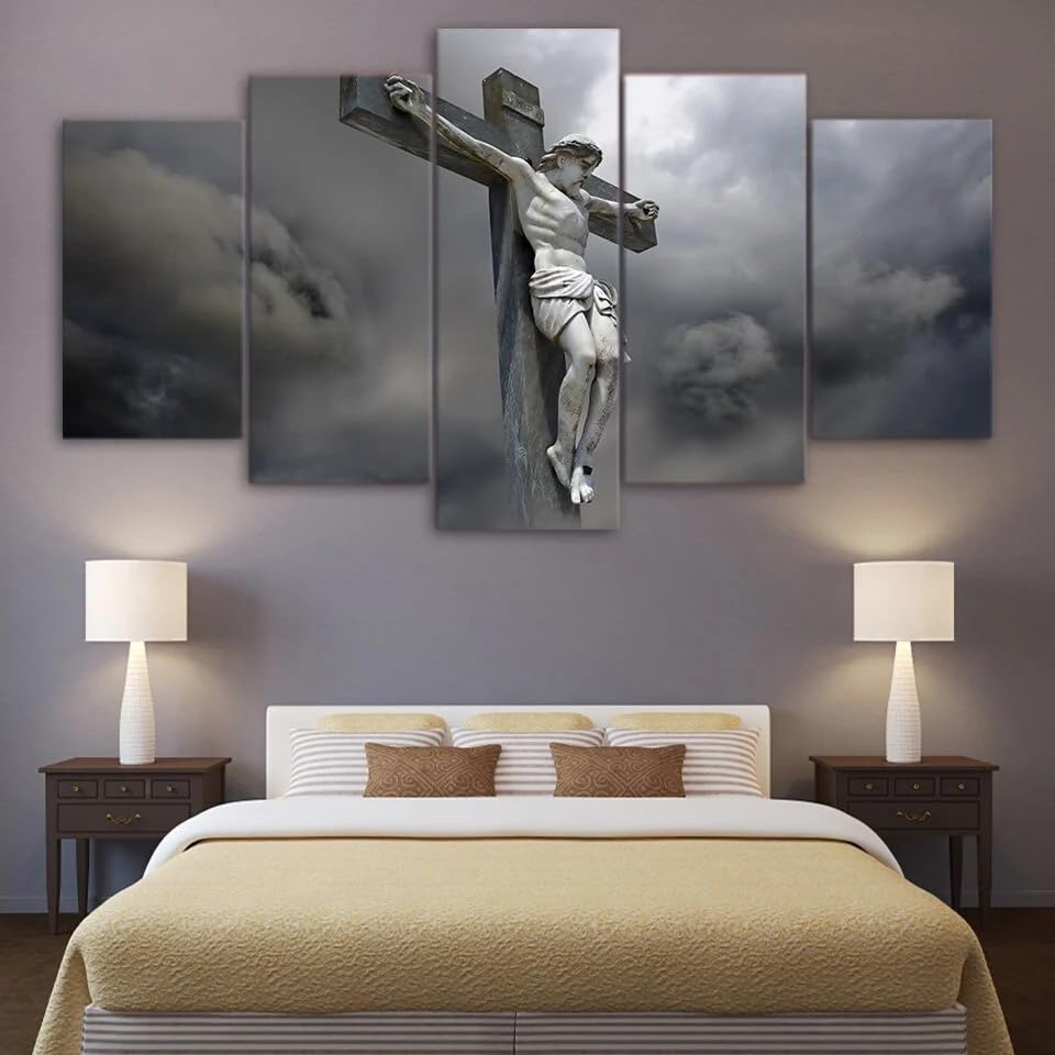 Déco murale salon grand tableau de Jésus pour un intérieur serein