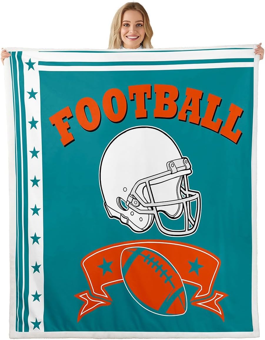 Erosebridal Kids Rugby Blanket Gridiron Sports Fleece Blanket Queen for Boys Football City Style Throw Blanket, Football Seasonal Fuzzy Blanket Bedroom Decor - Sports Fans Gift
