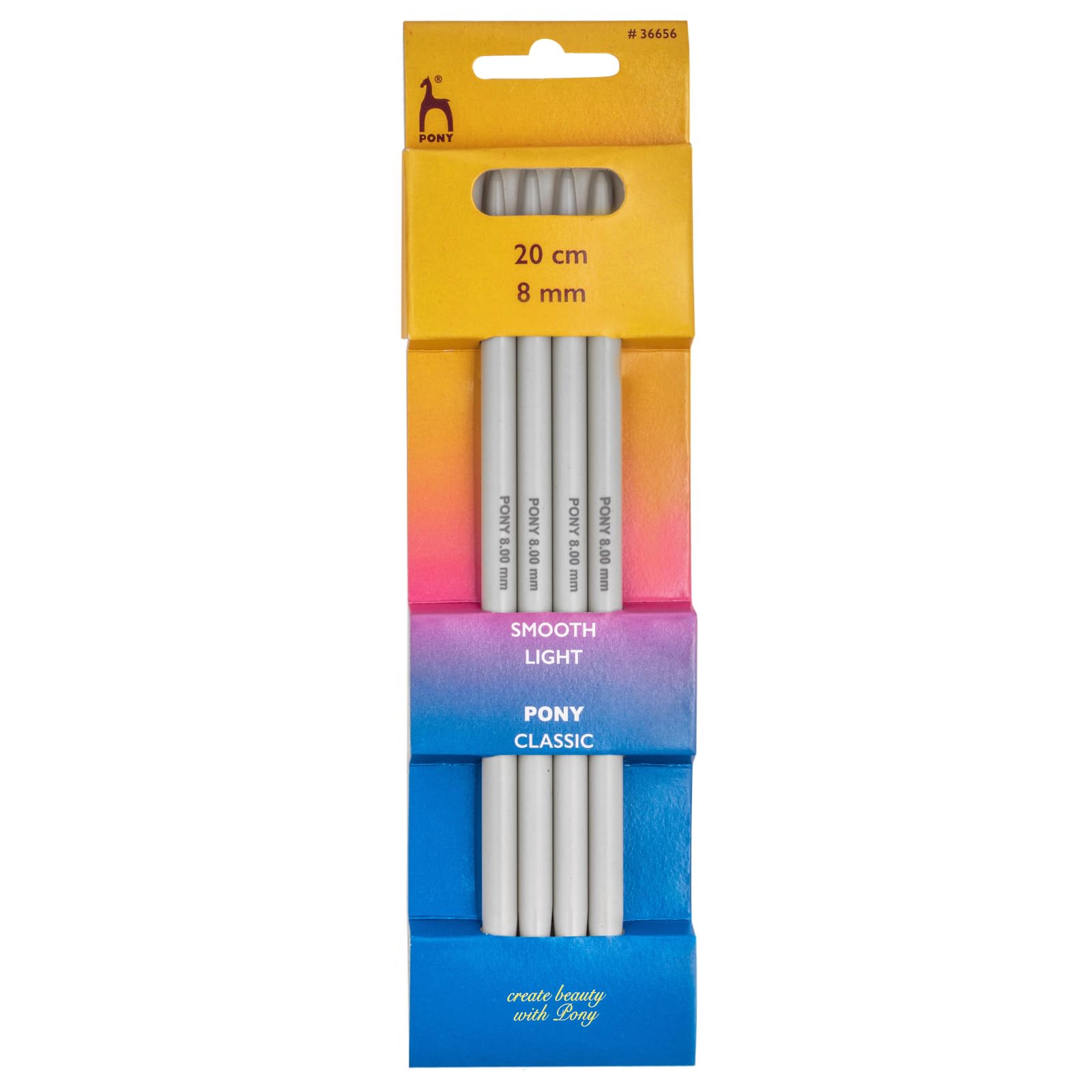 Pony Double Ended Knitting Pins - 20Cm x 8.00mm, Set of 4