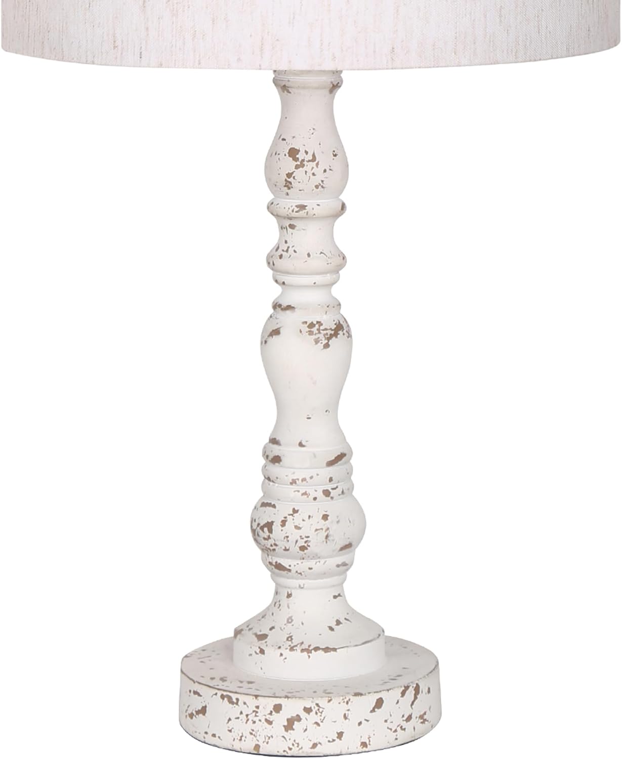 Pia Ricco 21" Farmhouse Table Lamp Set of 2, Resin Table Lamp for Bedroom Living Room, Retro Side Bedside Nightstand Lamps for Study Room Office with Linen Lampshade, White