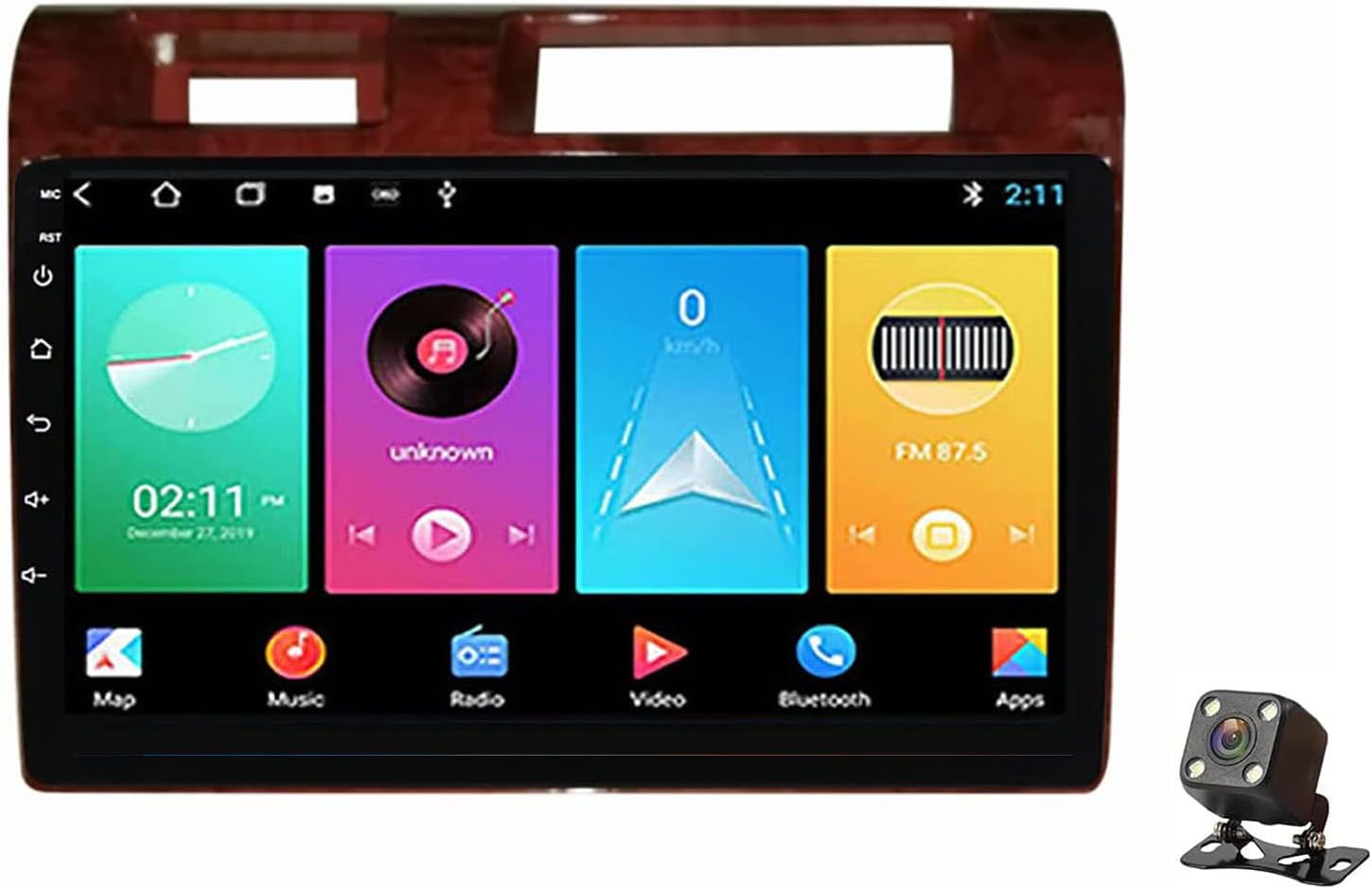 Double Din Car Stereo with Android 11, 10.1 Inch Screen, Car GPS DVD Navigation, FM Radio, Multimedia Player Headunit for Toyota Land Cruiser LC 2007-2020