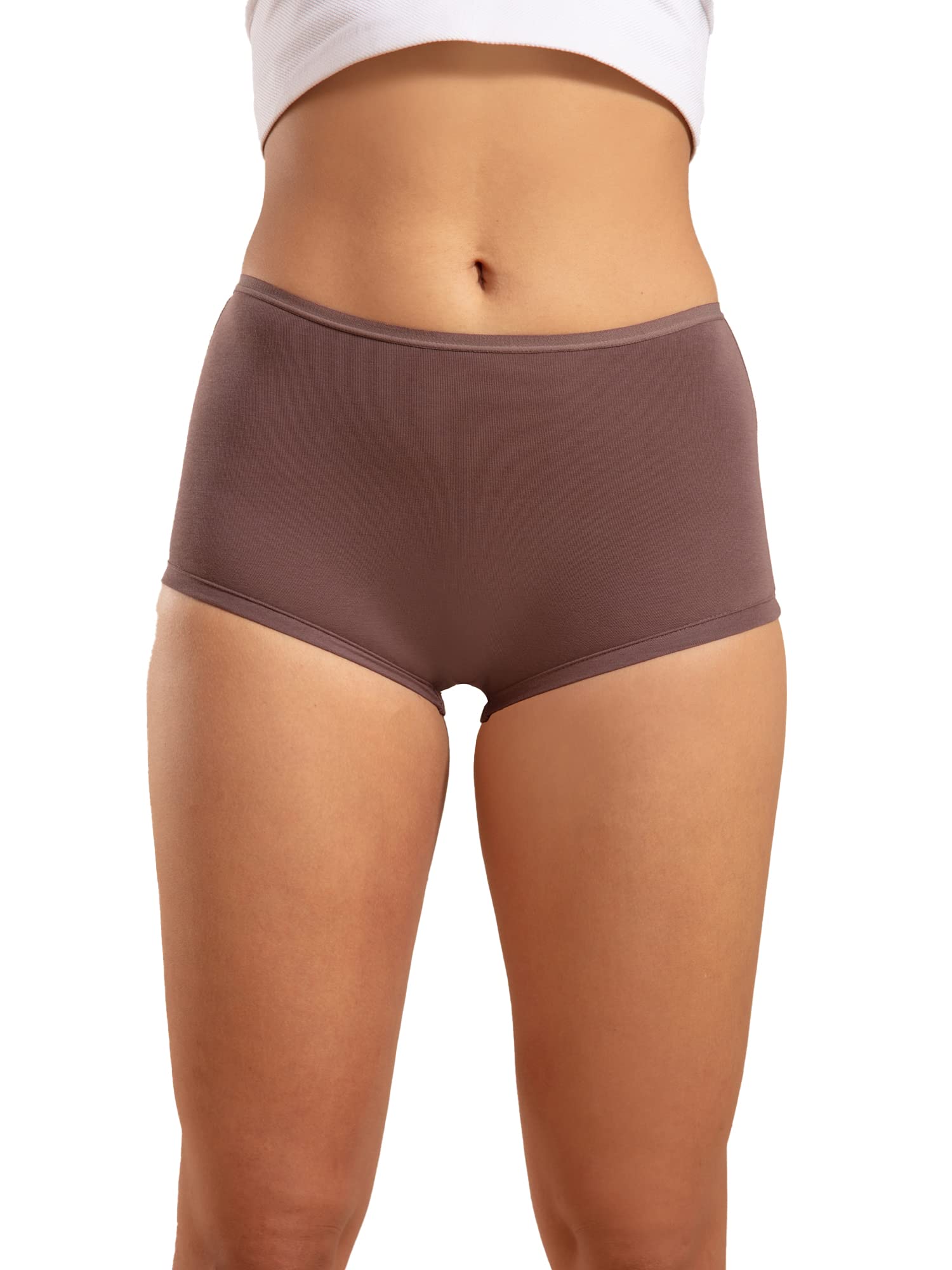 Cotton Anti-Microbial Mid Waist Full Coverage Boyshort Panties with Inner Elastic for Women - NYP082-image-6