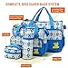 5PCS Diaper Bags Baby Nappy Tote Set Cute Diaper Mummy Bag with Nappy Changing Pad Insulated Pockets Waterproof Travel Diaper Bag Set for Mom Da(Blue)