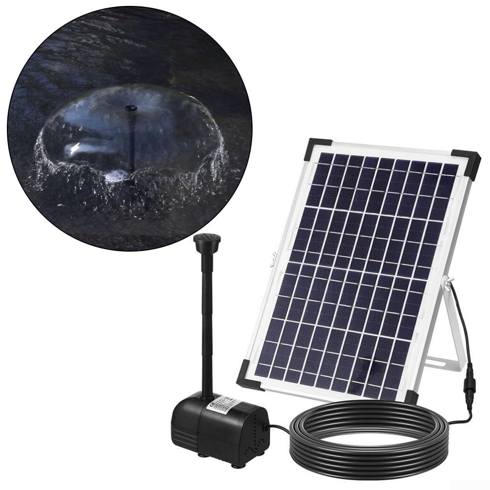 Solar Springbrunnen Kit für Garten | 10W 7V Solar Wasserpumpe mit 11 Düsen | Outdoor Wasserspiel Pumpe für Teich Pool Vogelbad | Dekorative Landschaft Brunnen Set | Schwarz