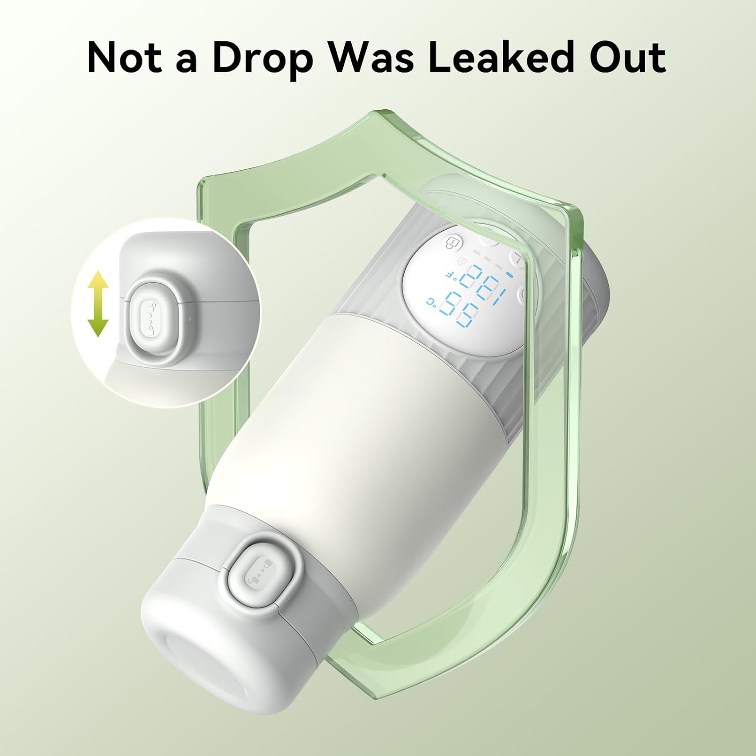 Portable Baby Bottle Warmer for Breast Milk, 100W Fast Heating & Precise Temp Control for Formula, Water, 13.5oz Large Capacity Milk Warmer for Travel, Car, Outdoors (Grey)