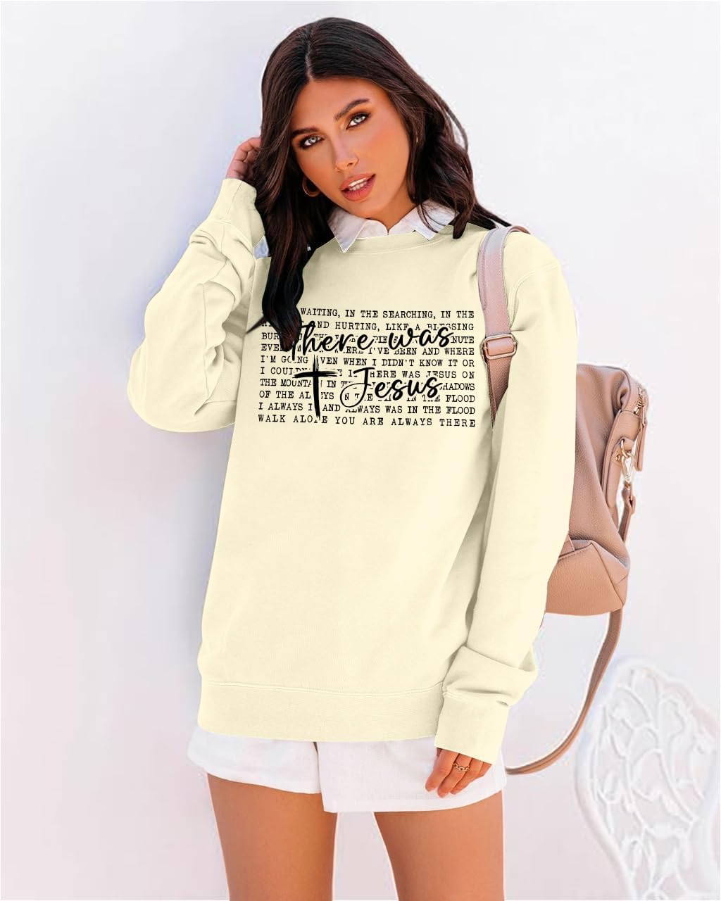 MNLYBABY Christian Sweatshirt Women Jesus Sweater Christian Faith Shirt There Was Jesus Religious Long Sleeve Pullover Tops