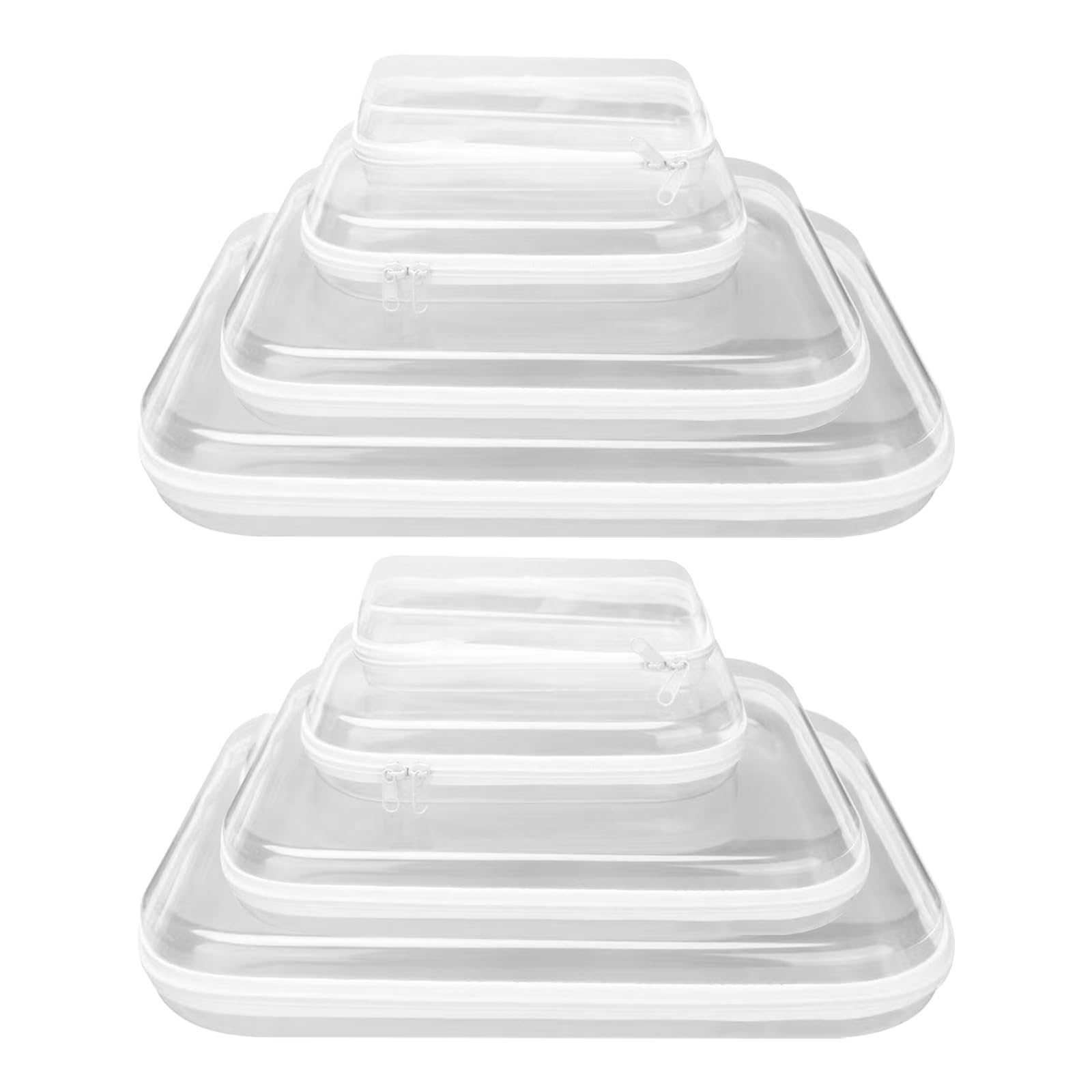 Borse Portaoggetti, 8 Pezzi Borsa Rigida con Doppie Cerniera Scatola Trasparente con Cerniera in 4 Misure Trousse Trucchi Donna in Plastica per Giocattoli Cosmetici Articoli da Toeletta