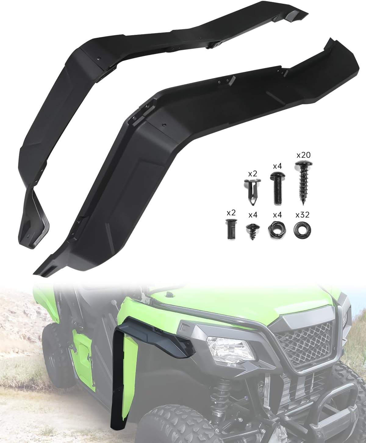 Front Fender Flares for Honda Pioneer 520/500, Fender Flares Extended Mud Guards Mud Flaps Compatible with Honda Pioneer 520 2021-2025/500 2015-2023 Accessories
