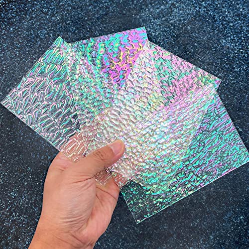 LITMIND 12 Blatt schillernde, transparente, strukturierte Buntglas-Sortimentspackung, 10,2 x 15,2 cm, Kathedralenkunstglas, Mosaikstücke für Bastelarbeiten und Projekte