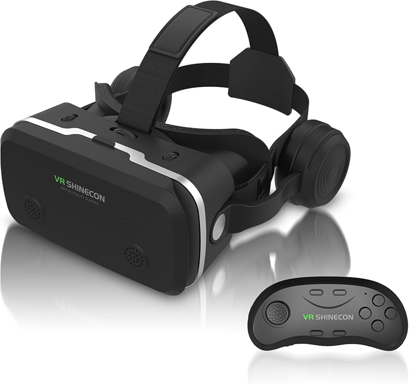 VR Headset for iPhone & Android Phone, HD 3D Virtual Reality Headset with Remote Controller, Kids & Adults Adjustable VR Glasses for Movies, Games, Phone Compatible 4.7-7 inch