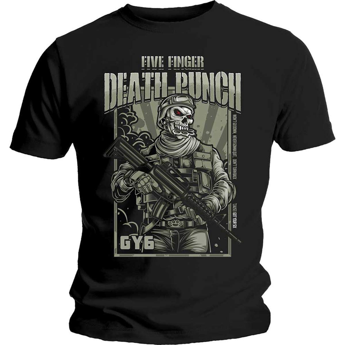 Five Finger Death Punch Men's War Soldier Regular Fit Crew Neck Short Sleeve T - Shirt, Black (Black Black), Small (Manufacturer Size:Small)