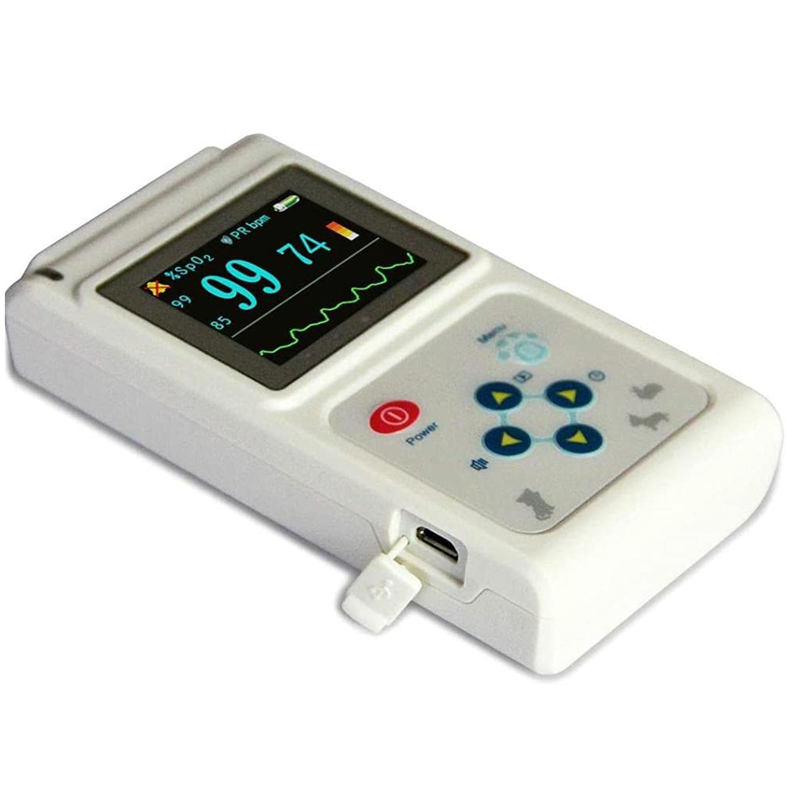 Oxímetro De Pulso Portátil, Oxímetro De Pulso Veterinario, Oxímetro De Pulso Veterinario Recargable, Monitor De Frecuencia De Pulso Spo2 Para Veterinario, Oído/Lengua, Función De Almacenamiento