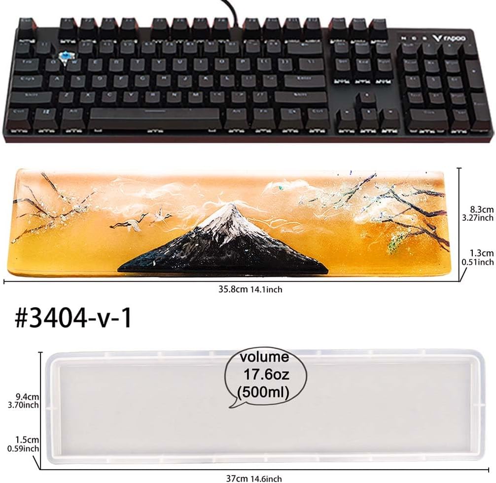 Keyboard Wrist Rest Epoxy Resin Silicone Mold 14.1x3.27x0.51inch
