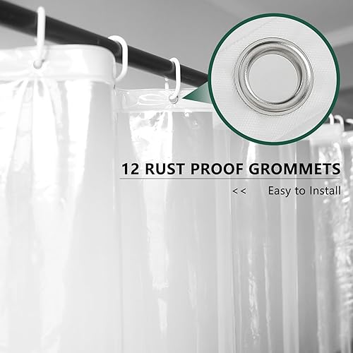 Miniatura 3 de AooHome Forro de cortina de ducha de plástico transparente extra largo, 72 x 84 pulgadas, forro de ducha de EVA ligero de alta calidad con ojales de