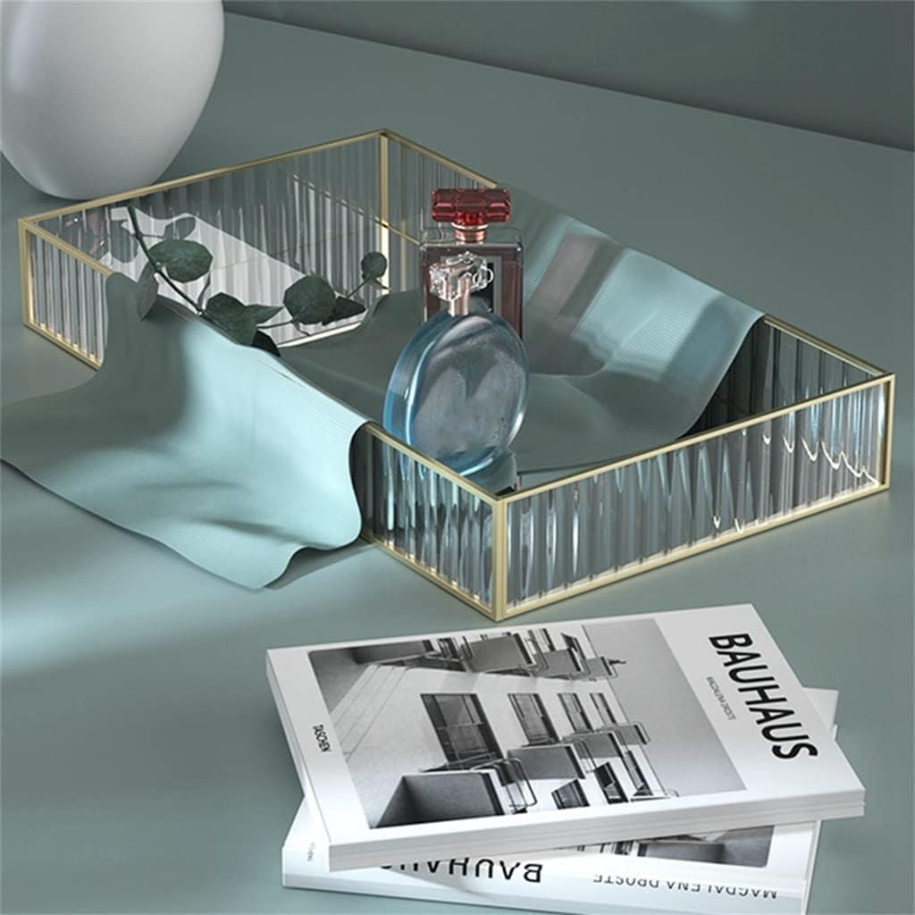 FMURY Nordic Golden Glass Decoration Storage Tray Cosmetic Dessert Tray Jewelry Necklace Bracelet Dining Table Storage Tray image 2
