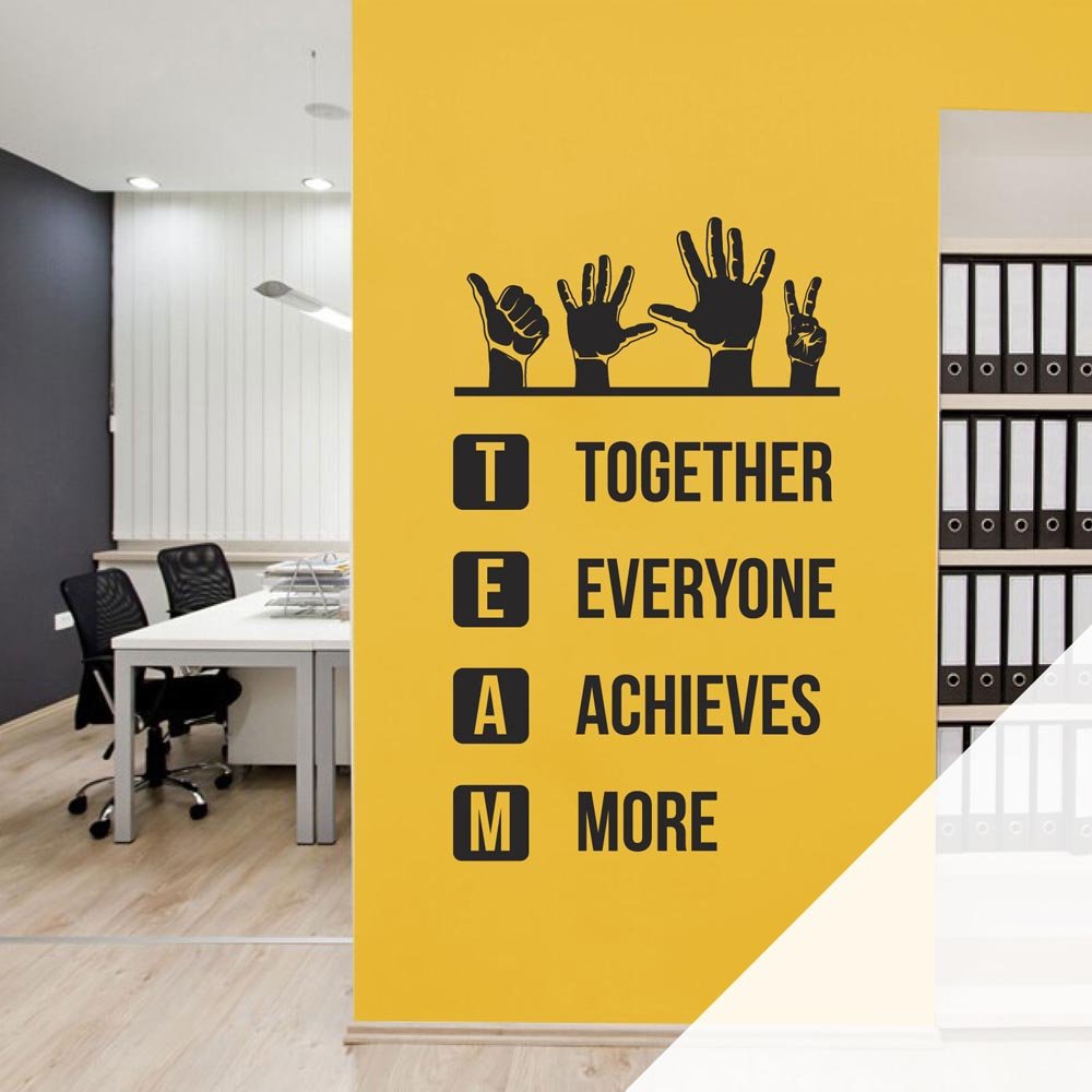 Team - Together Everyone Achieves More - Wall Quote, Office, Corporate, Corridor Wall Art Sticker [Medium] [White]