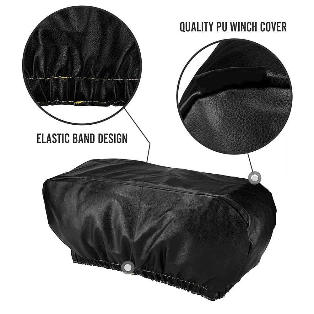 Jkjhbhged Winch Cover Heavy Duty Waterproof Winch Protection Cover Dust-Proof Universal Winch Protective Cover for Up to 17500 Lbs, black, 500154870