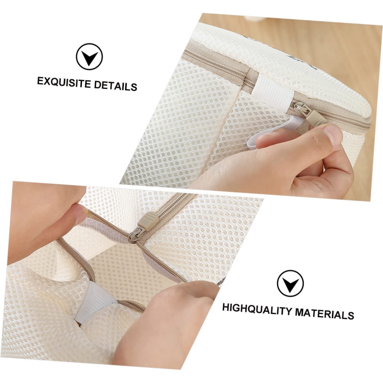 Juego de Bolsas de Lavandería Bordadas 6 Piezas de Poliéster Beige