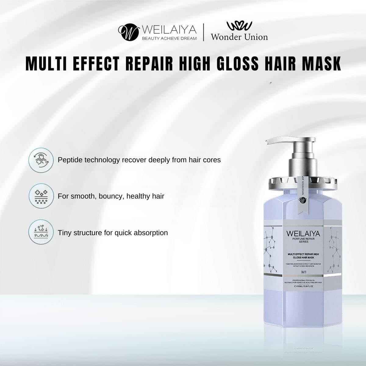 2X Weilaiya High Gloss Hair Mask 450mL ea+FREE Electric Heating Steaming Hair Mask Cap (Repair damaged hair, Rebuild hair structure and keeps hair color last longer up to 8 weeks)