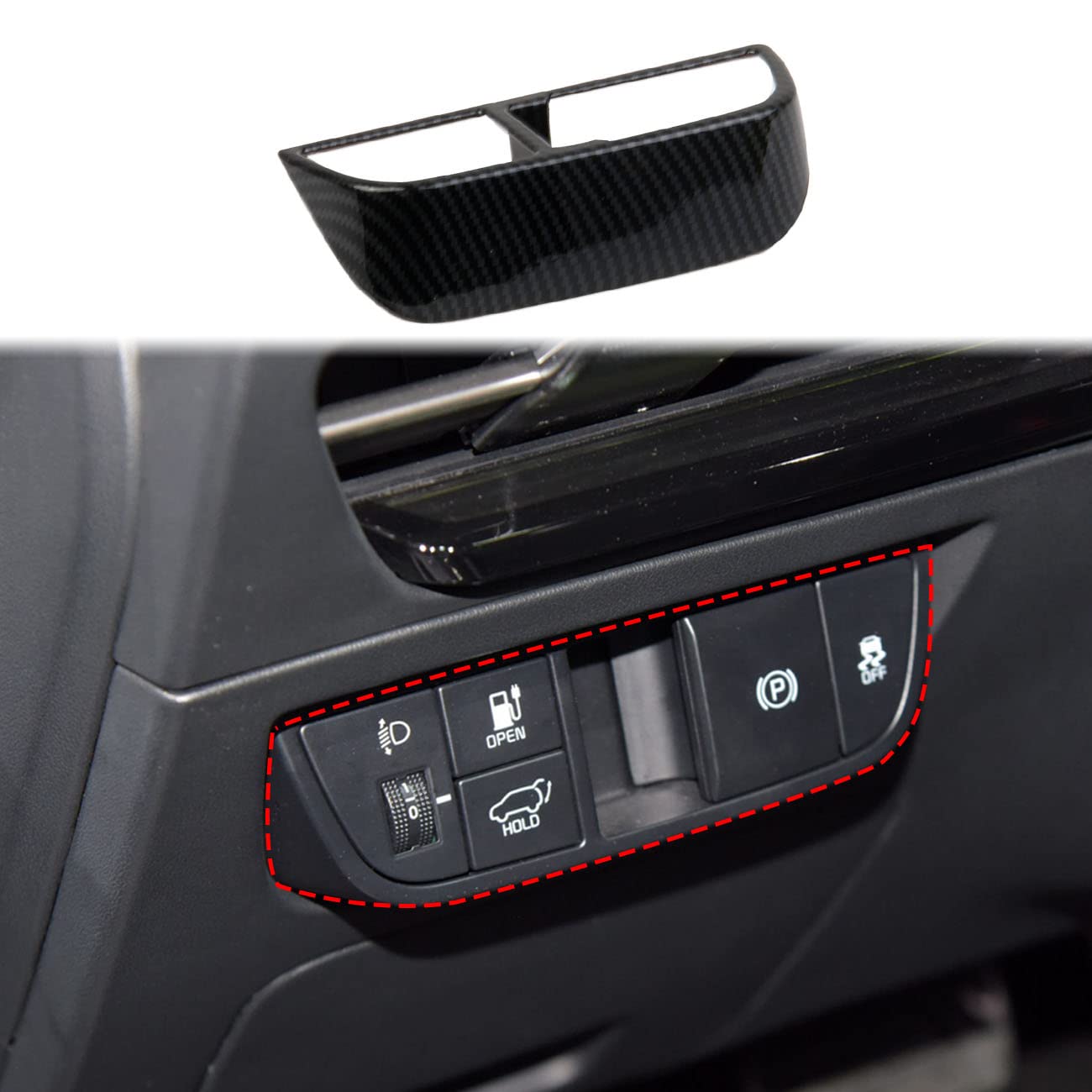 Carbon Fiber Side Console Headlight Switch Panel Cover Trim