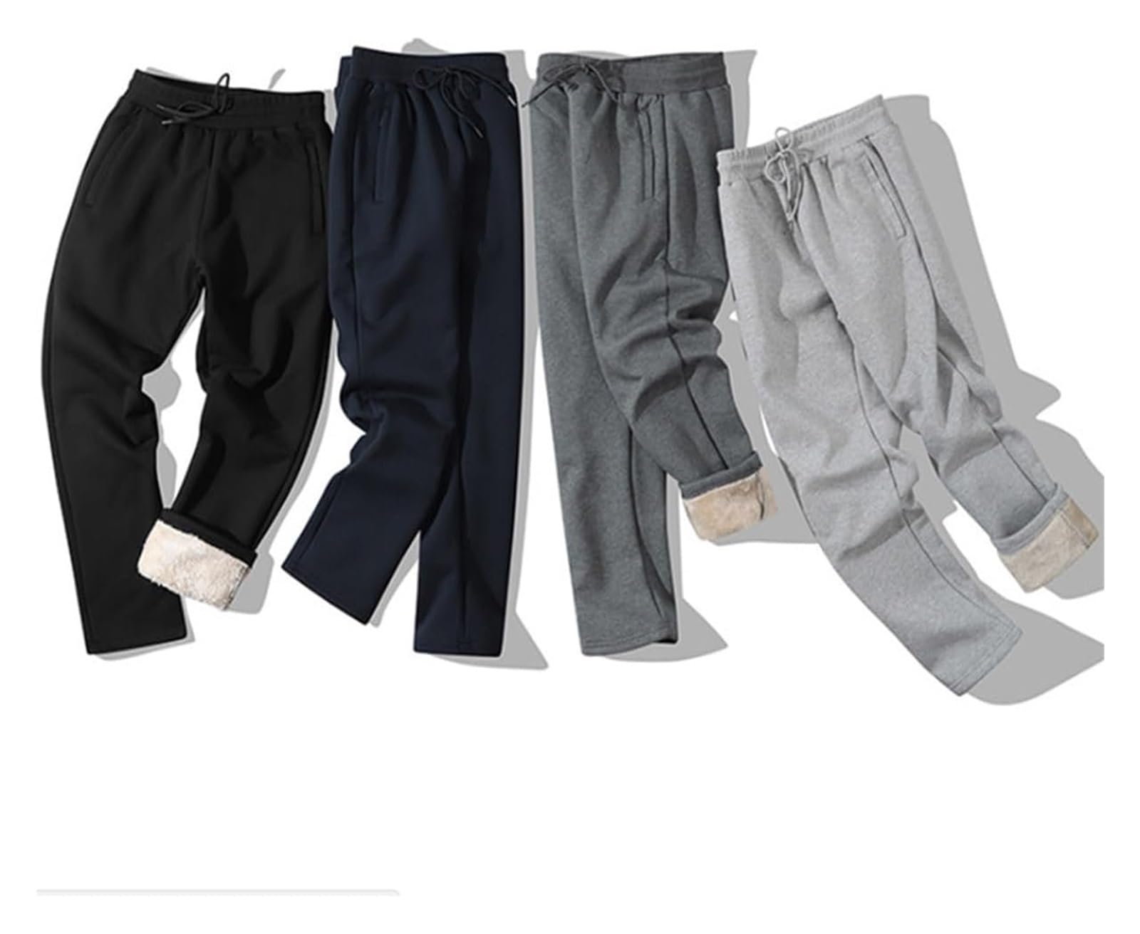 SIYAN Spodnie do joggingu męskie, bawełniane, termiczne, grube, szerokie spodnie do joggingu, luźne, ciepłe, szerpa, z podszewką, szerokie spodnie sportowe na siłownię, zimowe spodnie dresowe z