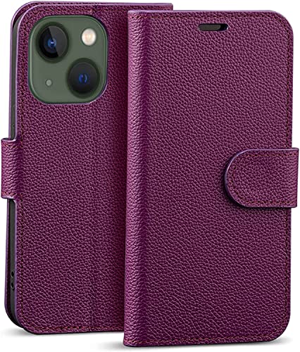 Étui pour iPhone 13 étui portefeuille magnétique antichoc en cuir violet