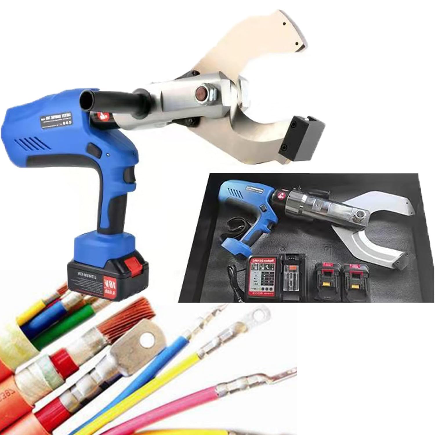 Yxzqloz Heavy-Duty Hydraulic Cable Cutters; Cordless Electric Ratchet Cutters For Copper/Aluminum Wire; For Cutting Armored Cable. (120C)