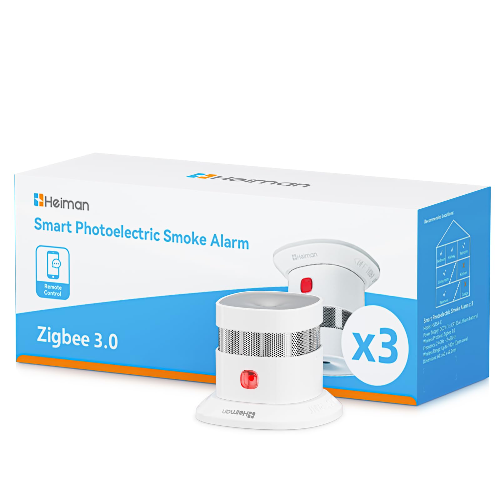 Heiman Smart HS1SA-E Plus - Detector de humo (3 unidades)