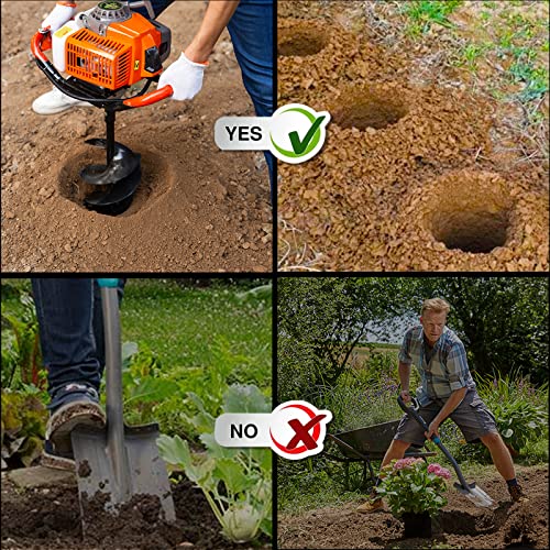 LONGRUN Post Hole Auger for Garden Fence Post, 6\" x 31.5\" Earth Auger Drill Bit, 0.79”(20mm) Inner Shaft Auger Bit for Planting Trees and Bedding, Bulbs, Seedlings, Gardening, Large Fencing Digger