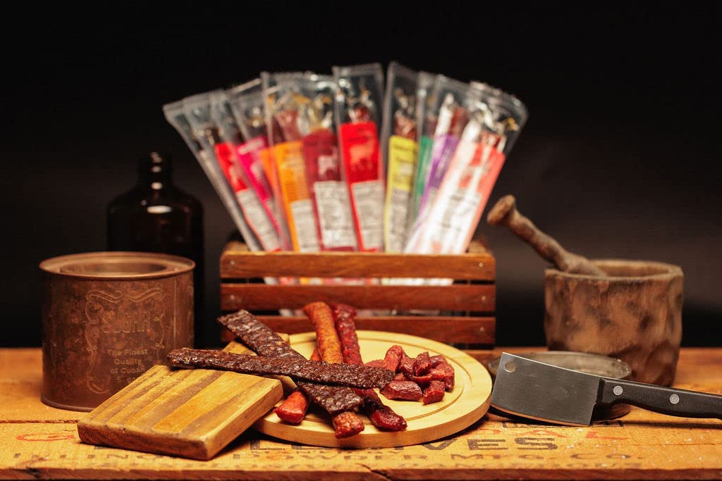 12 Piece Exotic Jerky Variety Pack - Great Gift Idea and Unique Flavors - REAL Venison Jerky, Elk Jerky, Buffalo Jerky, Wild Boar Jerky - Exotic Meat Snacks Variety Pack - 12 total oz.