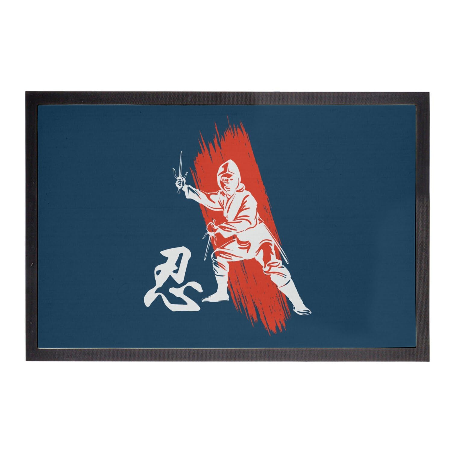 Paillasson Bleu Ninja Arts Martiaux 75x50cm pour Entrée Manga