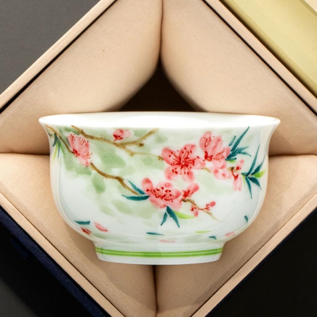 GSOUL Kungfu Tea cup Kung Fu Tea Set Ceramic Hand-painted Peach Blossom Master Cup Single Household Small Tea Cups