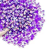 Purple AB Rhinestones Bulk, 5000PCS Flat Back Round Jelly AB Rhinestones Non-Hotfix Crystal Gems Wholesale for Crafts Makeup Nails Face Tumblers Clothes Shoes Handmade Decoration 5mm