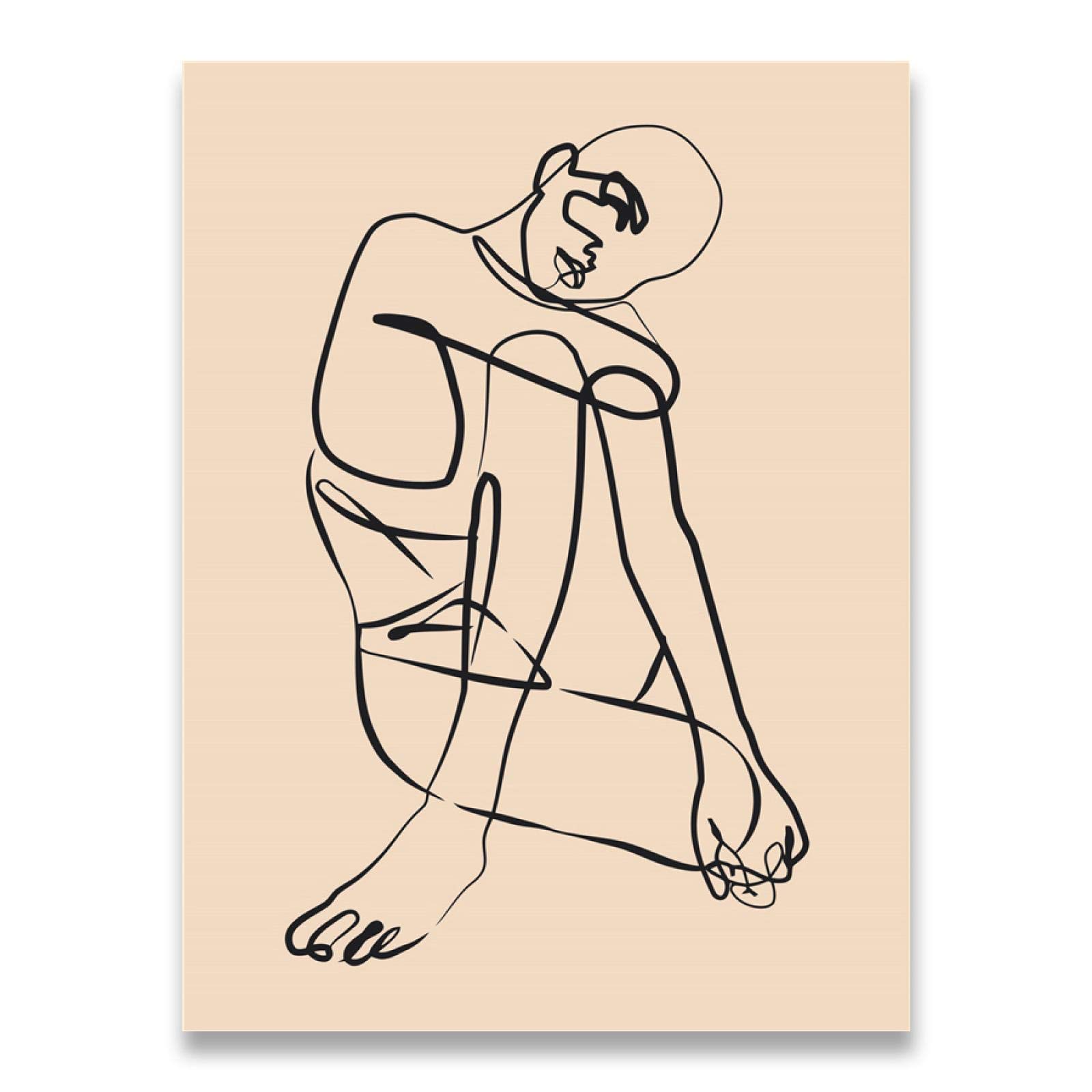 Cuadro lienzo abstracto de cuerpo de mujer póster boho 50x70cm 8