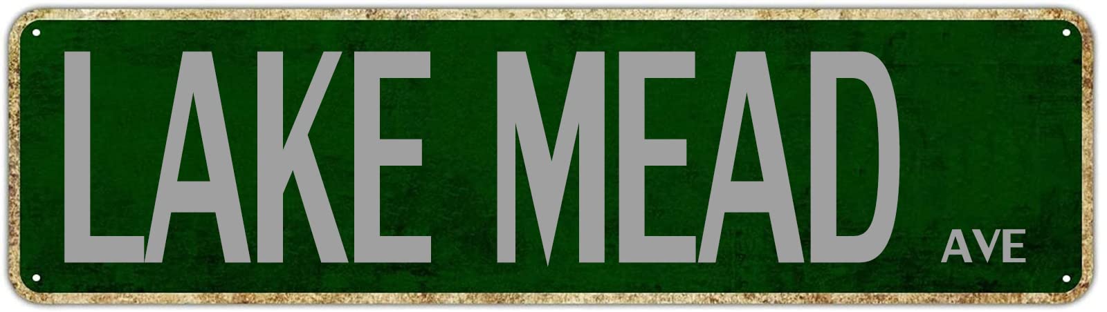 Lake Mead Ave Retro Tin Signs Aluminum Metal Sign Art Plaque Living Room Home Kitchen Garden Wall Non-Fade Funny Decor 4x16 Inch