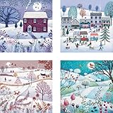 Mini-Adventskalender-Sortiment: Winterlandschaften - 4 Motive x 6 Ex. - Joanne Parry 