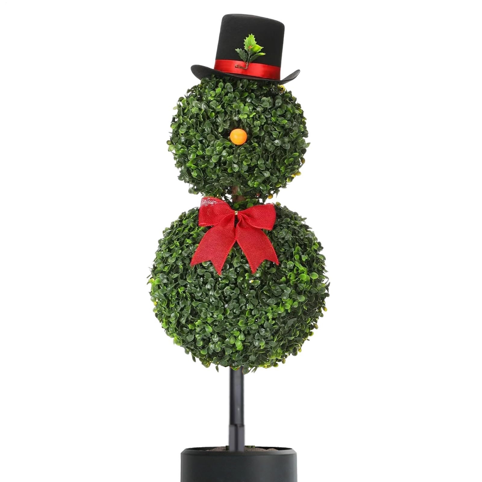 Sapin de Noël artificiel en pot de 80 cm en forme de bonhomme de neige déco