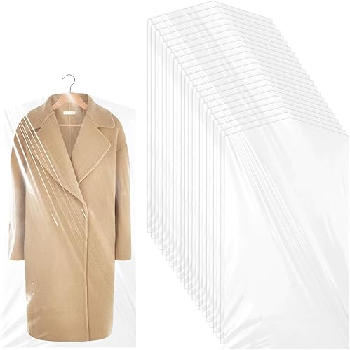 40 bolsas de limpieza en seco para colgar ropa, bolsas de plástico transparente de 23.6 x 47.2 in, fundas protectoras de ropa, bolsas de ropa